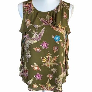 Rose & Olive Sleeveless Blouse Small